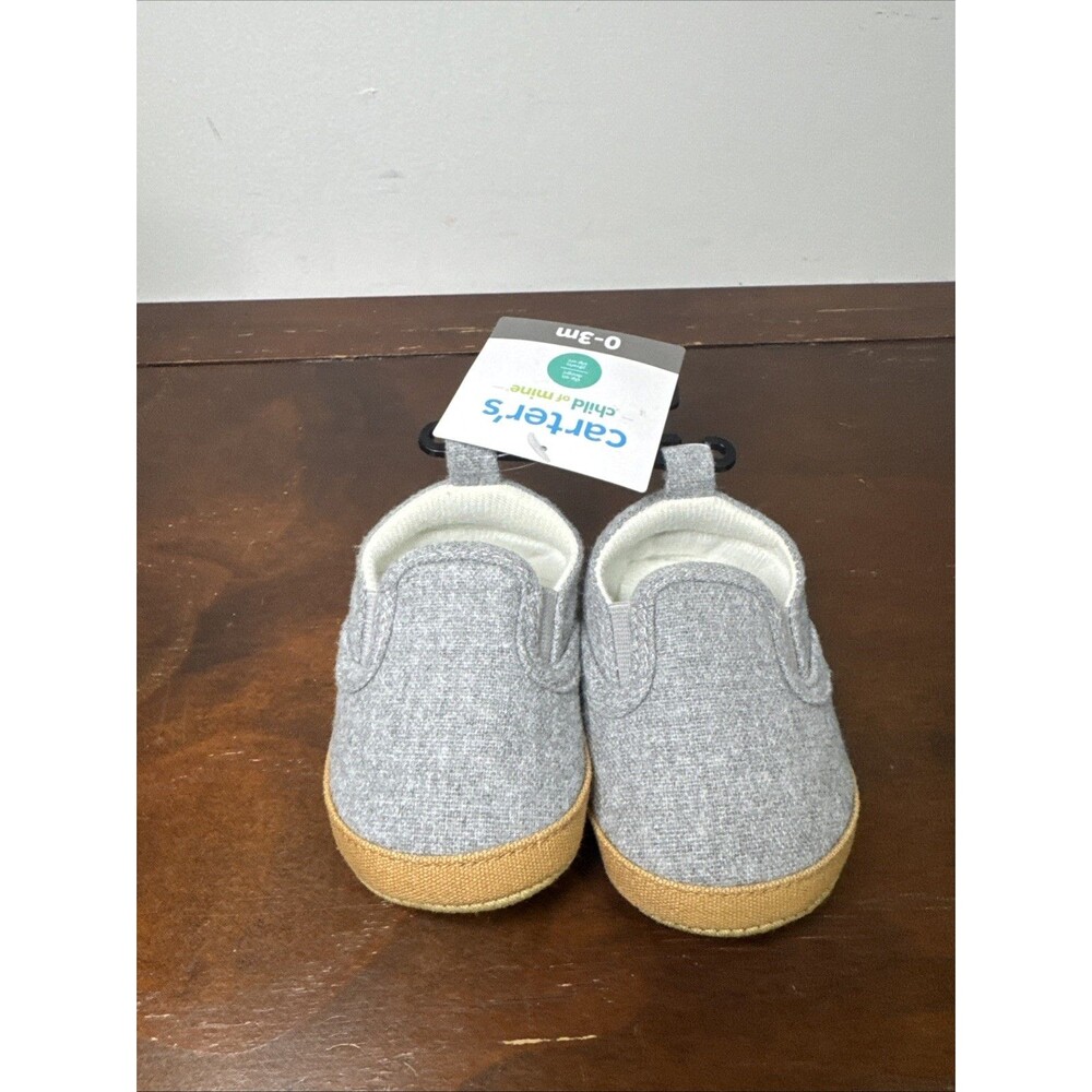 Carters Child Of Mine Baby 0-3 Months Slip On Shoes Gray New With Tags